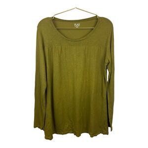 Flax‎ Green 100% Cotton Long Sleeve Top SIZE P (Small)